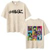 Washed Vintage Rock Band Gorillaz Face Graphic Tshirt Men Women Fashion Hip Hop Oversized T Shirt Mens Retro Gothic Streetwear