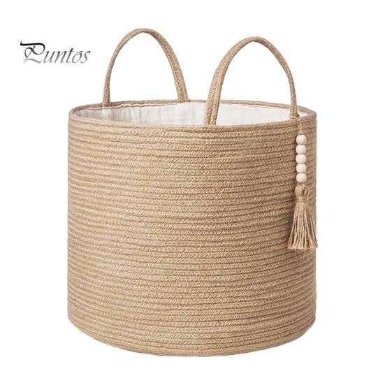 Плетеная корзина для хранения, декоративная корзина из натуральной веревки с ручкой, большая вместительная корзина для хранения игрушек, органайзер для одежды