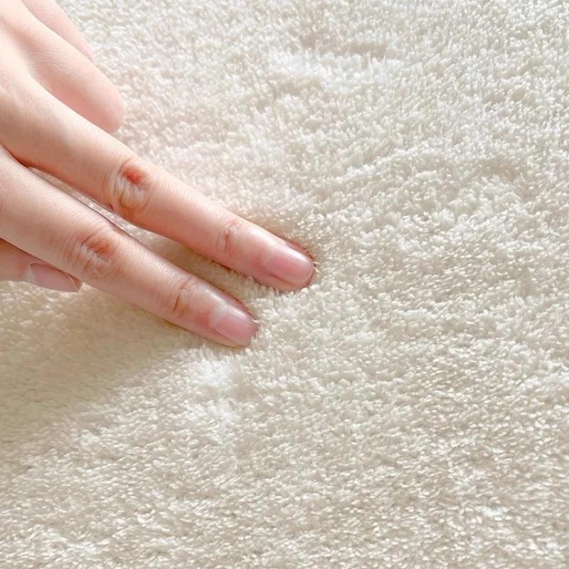 Abstract Line Area Rug White Base Blue Wavy Lines Non Slip Large Floor Carpet for Living Room Bedroom Decor