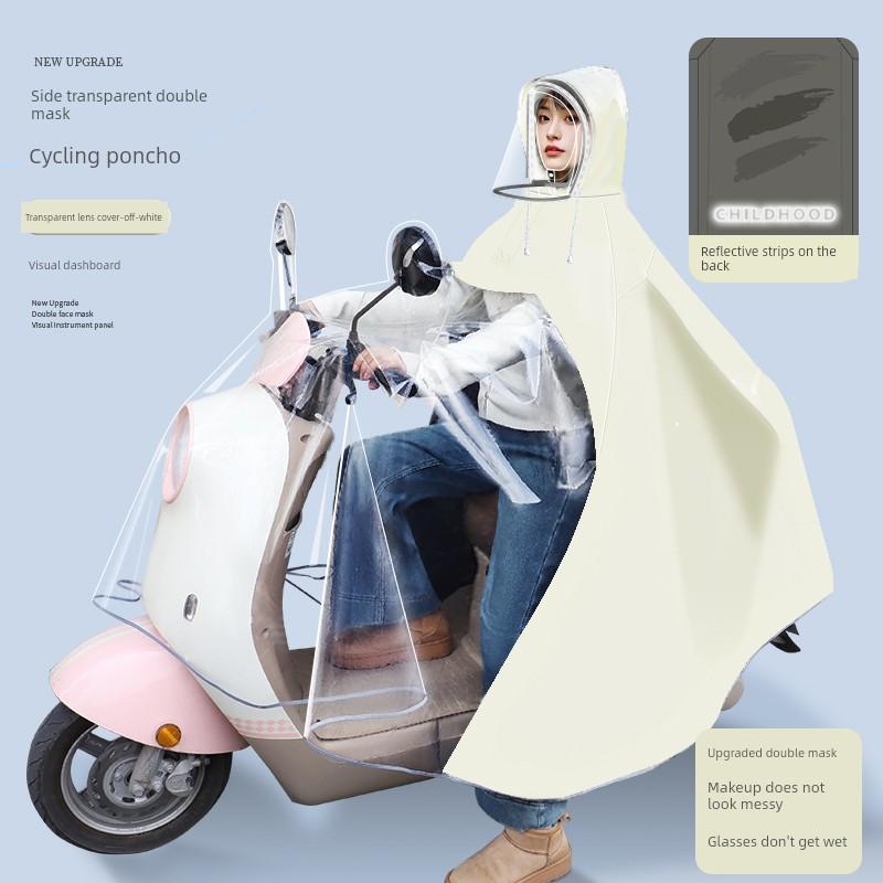 New Style Electric Scooter Raincoat for Women, Double-Sized Full-Body Long Version, Storm-Proof Motorcycle Raincoat, High-Grade Electric Scooter