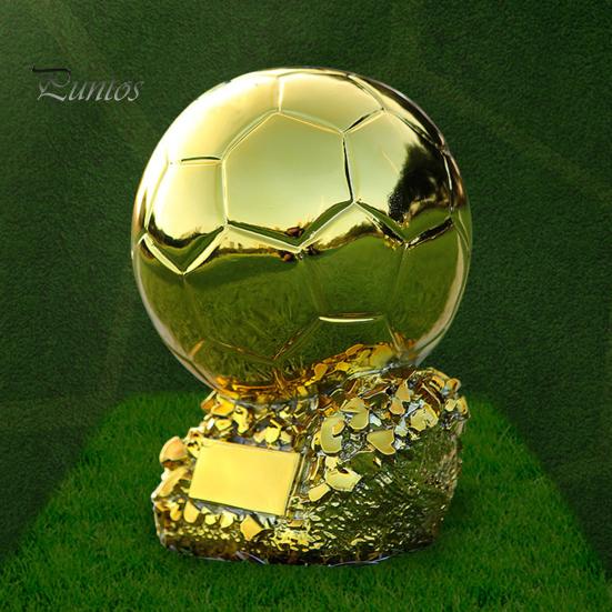 Resin Football Trophy Golden Ballon Football Championship Prize Trophy Collectible Player Award Soccer Ornament for Fans Gift Desk Bookshelf Decor