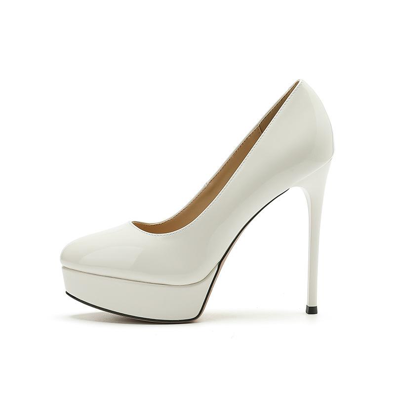 Трансграничные водонепроницаемые туфли на очень высоком каблуке женские туфли с круглым носком на тонком каблуке высокие каблуки сексуальные однотонные туфли CM