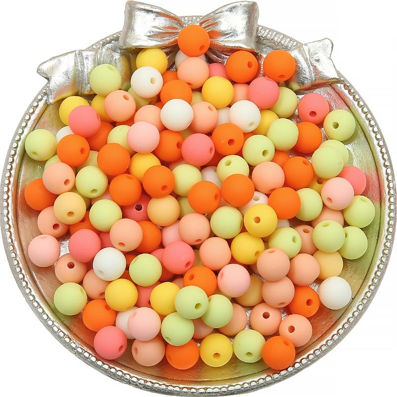 Бусины для браслета ручной работы, цельные акриловые матовые разноцветные бусины, цепочка для сотового телефона ручной работы, ожерелье из макарон, круглые бусины, свободные бусины