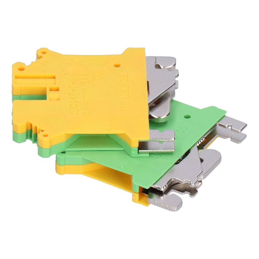 50 шт. Клемма для монтажа на DIN-рейку, 2-канальная, с боковым подводом, клеммный блок заземления 34А USLKG?5