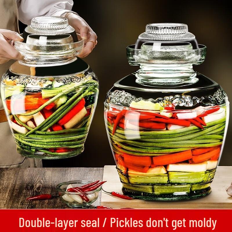 JINGRX Thickened Glass Pickling & Sauerkraut Jar