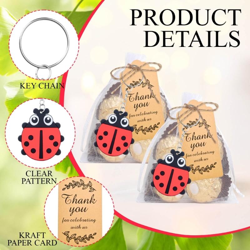 Durable PVC Metal Ladybugs Keychains Set 20PCS Ideal Party Supplies For Guests Creative Homes School Decorations