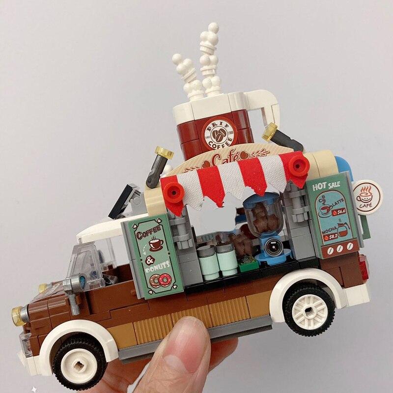LOZ 1740 Dream Amusement Park Food Truck Coffee Drink Car Vehicle DIY Mini Blocks Bricks Building Toy for Children Gift No Box