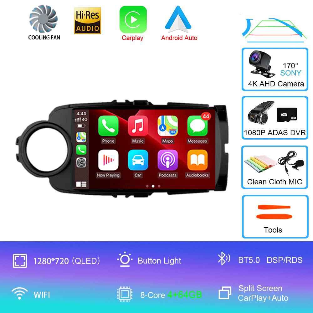 Car Radio Android 14 Carplay For Toyota Yaris 2012 2013 2014 2015 2016 2017 Navigation GPS Multimedia Player stereo wifi BT Auto