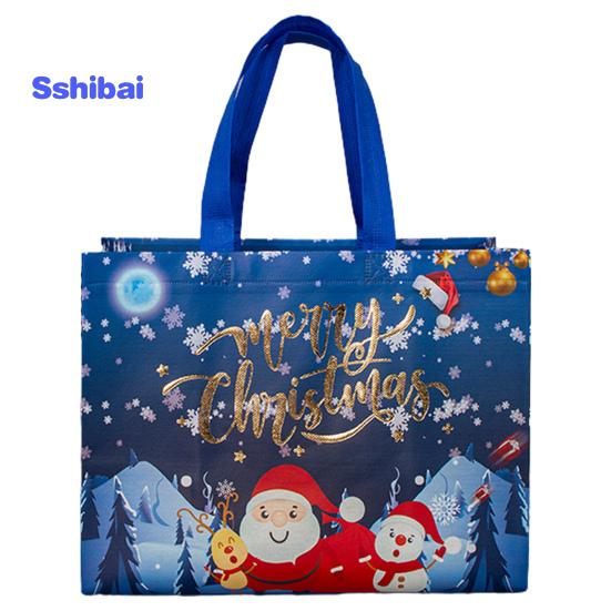 Рождественский подарочный пакет Санта-Клаус Снеговик Дизайн большой емкости с двойной ручкой из нетканого материала Подарочная упаковка для конфет