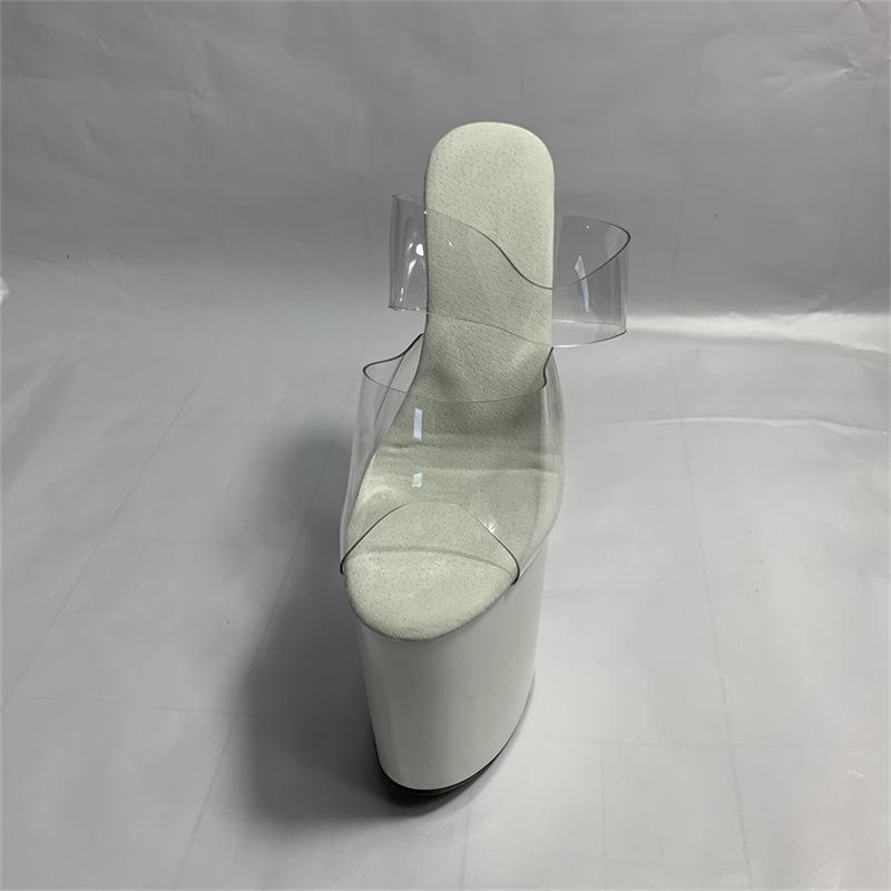 20Cm summer super high heel sandals thin heel waterproof table one-word buckle nude fashion transparent belt