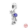 Neastamor Silver 925 Sparkling Blue Star Santa Claus Dangle Charm Bead Fit Original  Bracelet Pendant DIY Jewelry Women