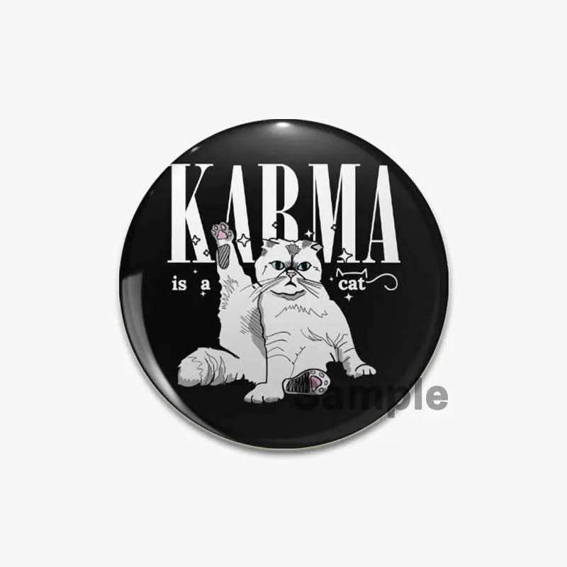 32/44/58mm Fun Cartoon Hand Drawn Cats Badge Half Faced Cat Pins Tinplate Brooches Breastpin for Backpack Clothes Handmade Gift Accessory