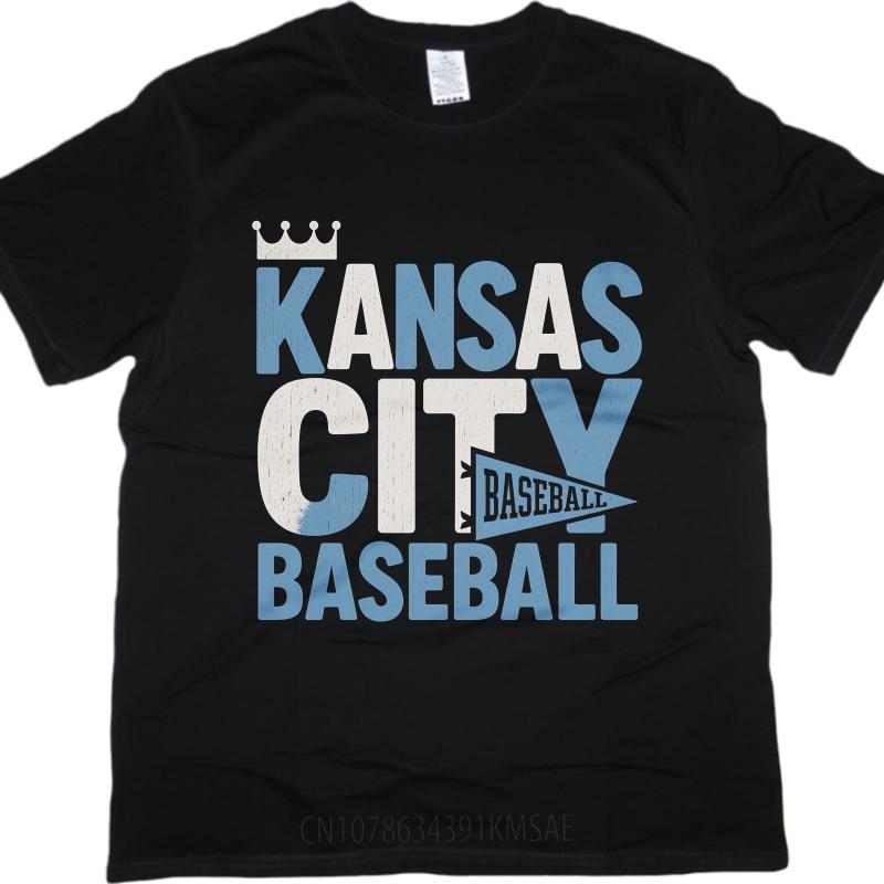 Unisexs tshirt Cotton Shirt Fashion Summer Women T Shirt Kansas City Baseball Crown Design Short Sleeve Printed Crew Neck Tops
