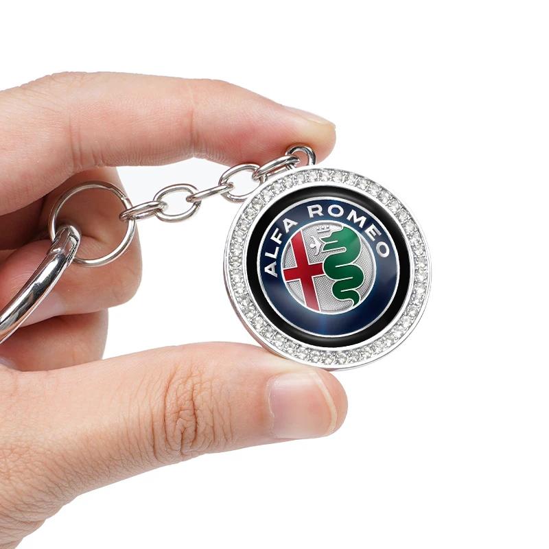 Автомобильные наклейки Для Alfa Romeo Металлический логотип автомобиля Брелок Брелок-брелок Подвеска Салон автомобиля Для Alfa Romeo 4C 159 166 Sp