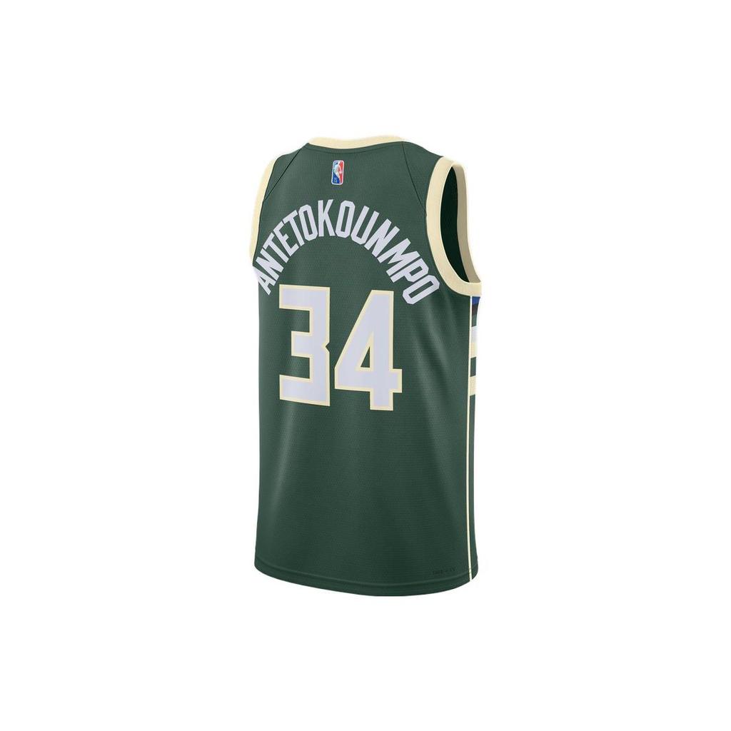 Nike Баскетбольный жилет Giannis Antetokounbpo #34 Milwaukee Bucks с принтом логотипа, мужской, зеленый DB3579-323