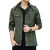 Men's Jacket Autumn and Winter New Style Mid-length Hooded Solid Color Jacket Korean Style Casual Young Men's Windbreaker