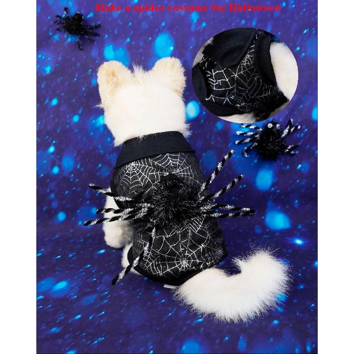 2026 New Pet Halloween Costume Decorations Clothes Black Spider Web Outfits Cat and Dog Cosplay Costumes Pet Supplies