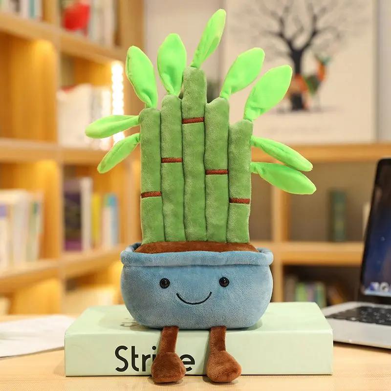 Fun Pot Series Plush Lucky Bamboo Dragon Beard Tree Plants Stuffed Plushies Toys Soft Decor Doll Money Tree Potted Pillow