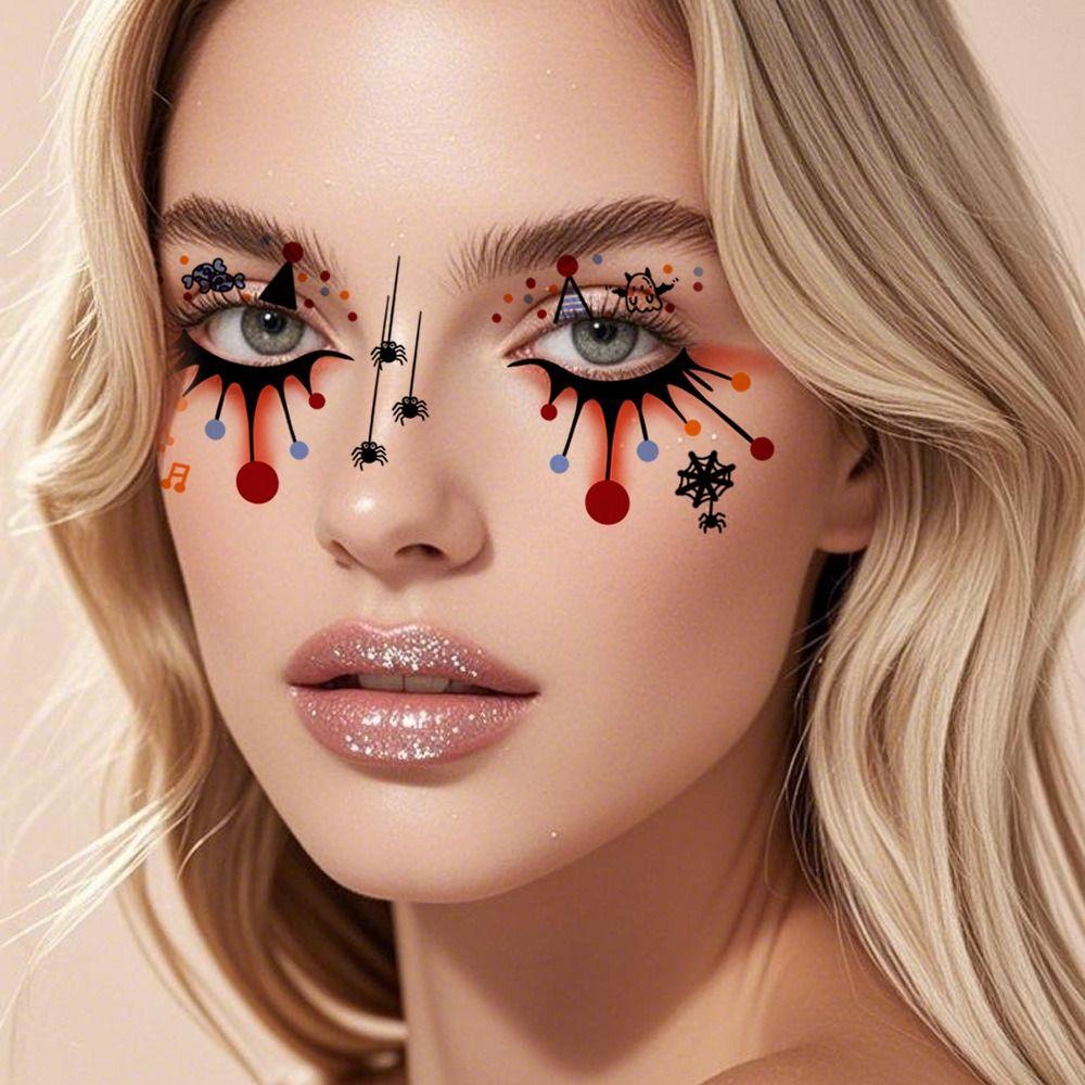 12 шт. Водонепроницаемые татуировки на лицо на Хэллоуин, Портативные наклейки на лицо летучая мышь на Хэллоуин, Усиление атмосферы
