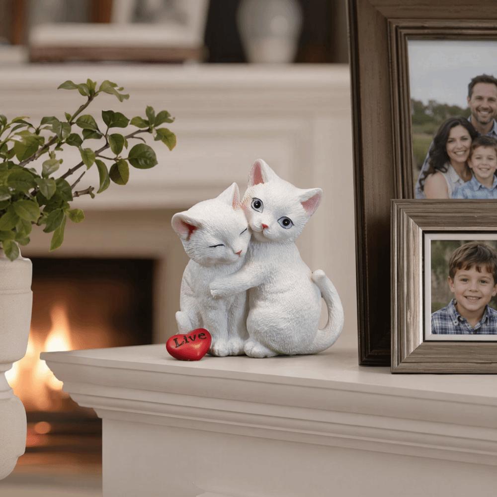White Resin Cat Figurine for Garden and Shelf Entryway Shelf Decorative Piece