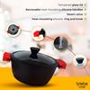 Faitout Induction Antiadhésif Titane 16cm, Fonte d'Aluminium sans PFOA Couvercle Briebe Black Titanium Noir