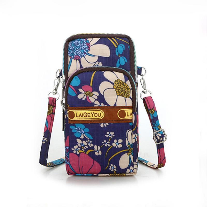 Sports Flower Print Bag for Cell Phone Shoulder Bag with Slant Neck Strap Running Backpack with Mobile MIT