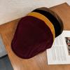 Classic Solid Corduroy Color Beret Cap With Warmth Sunshade For Winter Gift