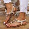 Bohemia Style Flat Sandals for Women Summer 2024 String Bead Clip Toe Gladiator Sandals Woman Non Slip Beach Shoes Plus Size 43
