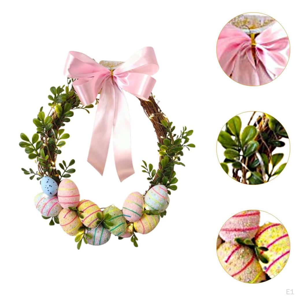 Освещенный пасхальный венок из яиц, декоративный искусственный ротанг, подвесное украшение для входной двери