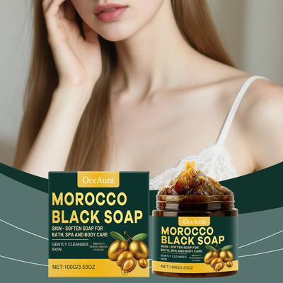 Марокканское черное мыло для глубокой очистки, скрабы для тела для отшелушивания кожи, устранитель запаха, средство для удаления омертвевшей кожи, очищающее средство для тела с аргановым маслом, 100 г