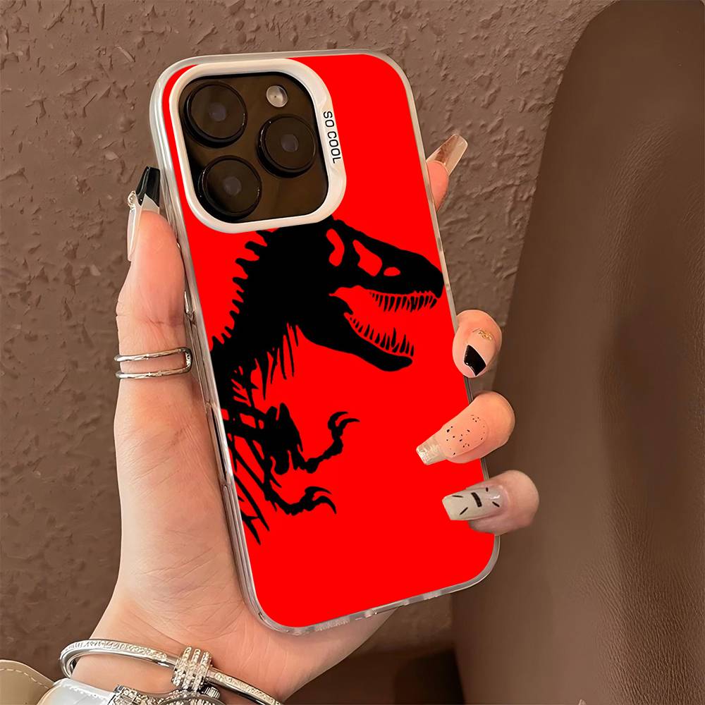 J-Jurassic Park Dinosaur World For IPhone 11 12 13 14 15 16 17 Pro Max Plus Colorful Black Matte Phone Cover