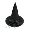 with Lace Velvet Dark Witch Hat Wide Brim Pointed Mage Hat Halloween Decor Hat  Masquerades