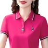 Новая летняя футболка-поло с лацканами для женщин, летняя свободная повседневная футболка с коротким рукавом для мам, большой размер