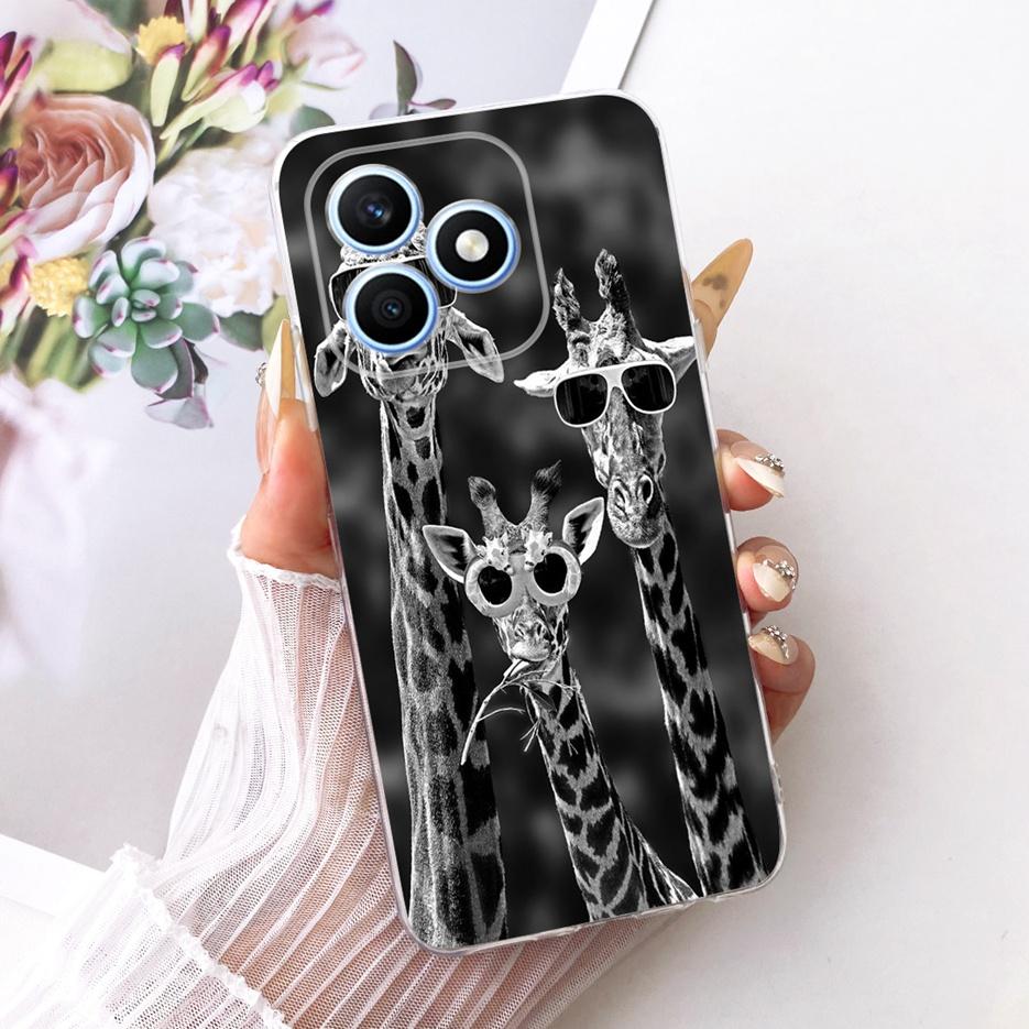 Чехол для Honor X8d 4G Милый Кот Роскошные Цветы Рисованный Чехол Мягкий Тонкий Чехол для Телефона Для Honor X8d X 8d HonorX8d 4G Задняя Крышка Coque