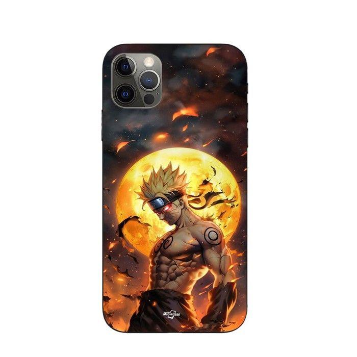 Coque de téléphone - MANIACASE - Iphone 13 pro max - Noir - Souple - Naruto lune 3D