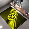 Football Club Area Rug, Borussia Dortmund BVB 09 Yellow Black Abstract Crest Print, Soccer Fan Supporter Room Decor, Non-Slip Mat