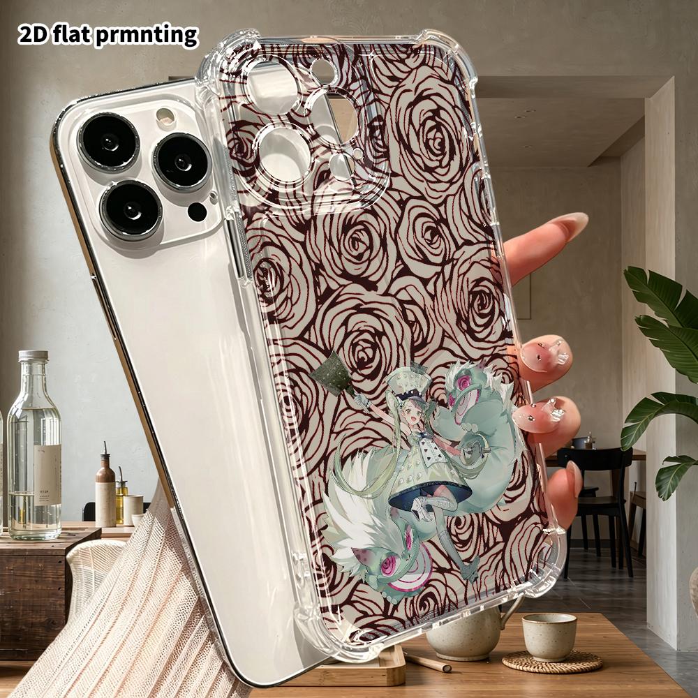 Чехол для телефона: 2D плоский, подходит для iPhone 18 17 16 15 14 13 Pro, прозрачный с защитой углов, светло-зеленые волосы, рождественский и хэллоуинский подарок