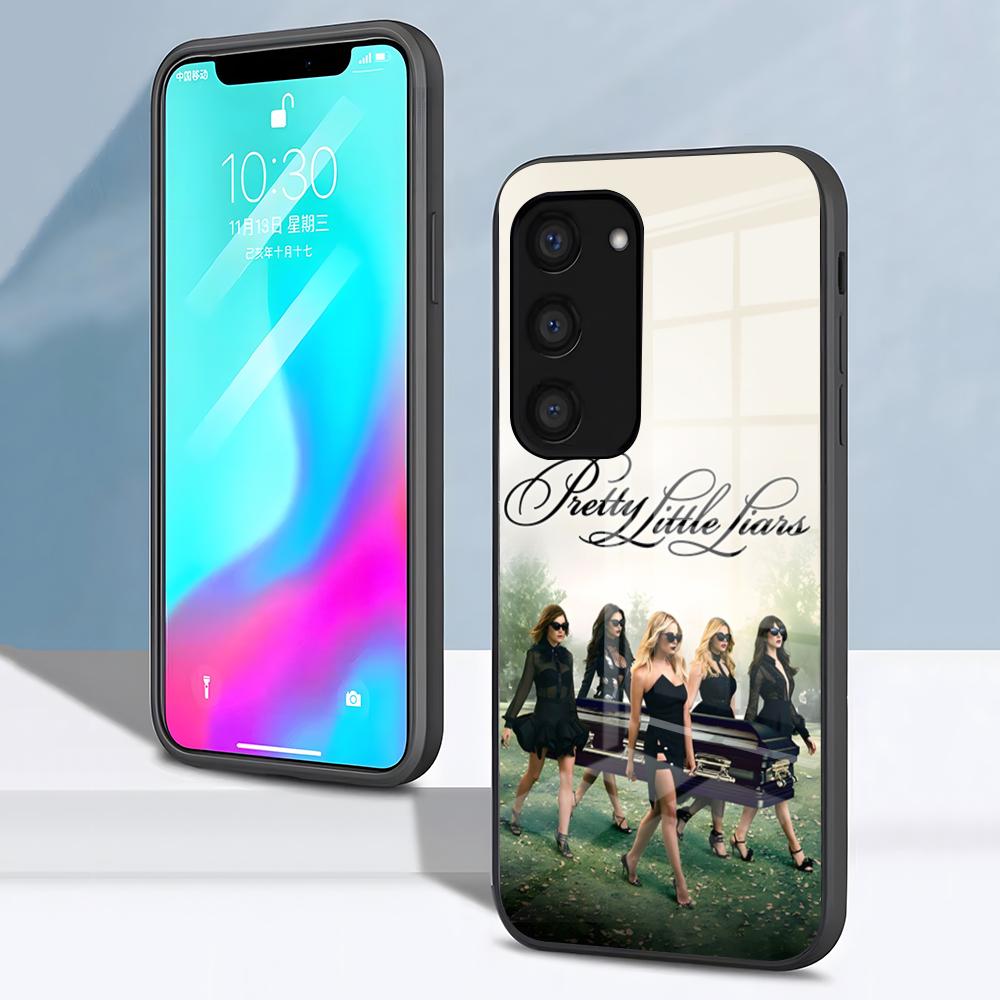 Красивый чехол для телефона «Милые обманщицы» для Samsung S26 S25 S24 FE S23 S22 S21 Plus S20 Ultra Note20Ultra Черная стеклянная крышка