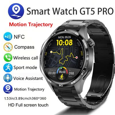 2025 Новые умные часы GT5 PRO для мужчин, часы 5 Pro, AMOLED, HD-экран, Bluetooth, вызов, GPS, траектория, NFC, компас сердечного ритма, умные часы
