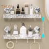 Bathroom Storage Rack with Hooks Transparent Wall-mounted Punch-free Self-adhesive Great Load Bearing Anti-slip Cosmetic Toothpaste Sink Oaganizer
