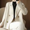 Women Fall Winter Coat Thick Loose Solid Color Double-breasted Buttons Lapel Notch Collar Long Sleeve Cold Resistant Lady Trench Coat