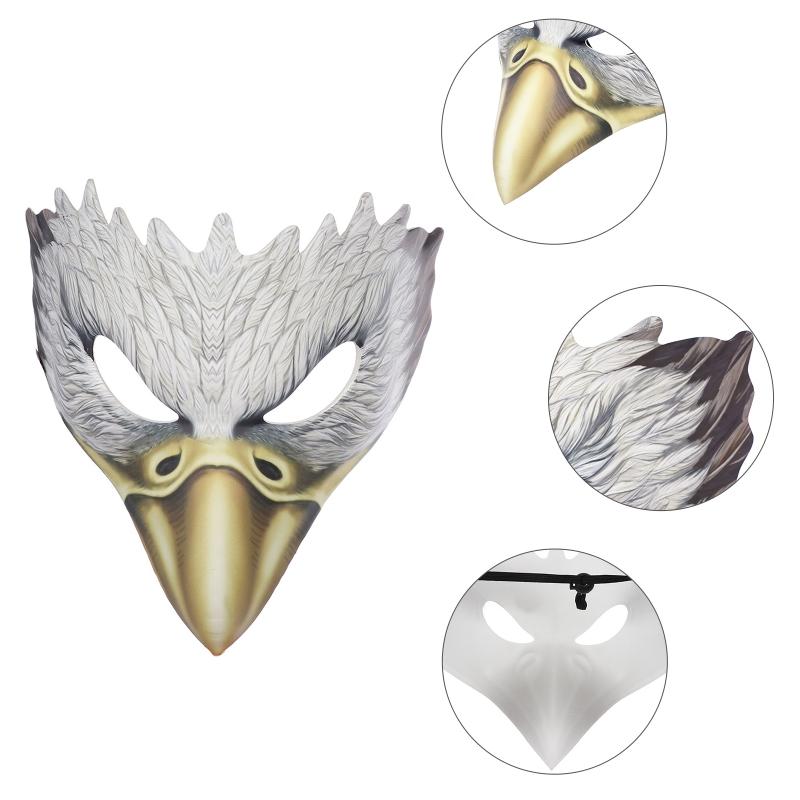 Adjustable Eagle Mask Half Face Animal Mask Lifelike Halloween Party Cosplay Costume Mask with Long Nose for Women Men