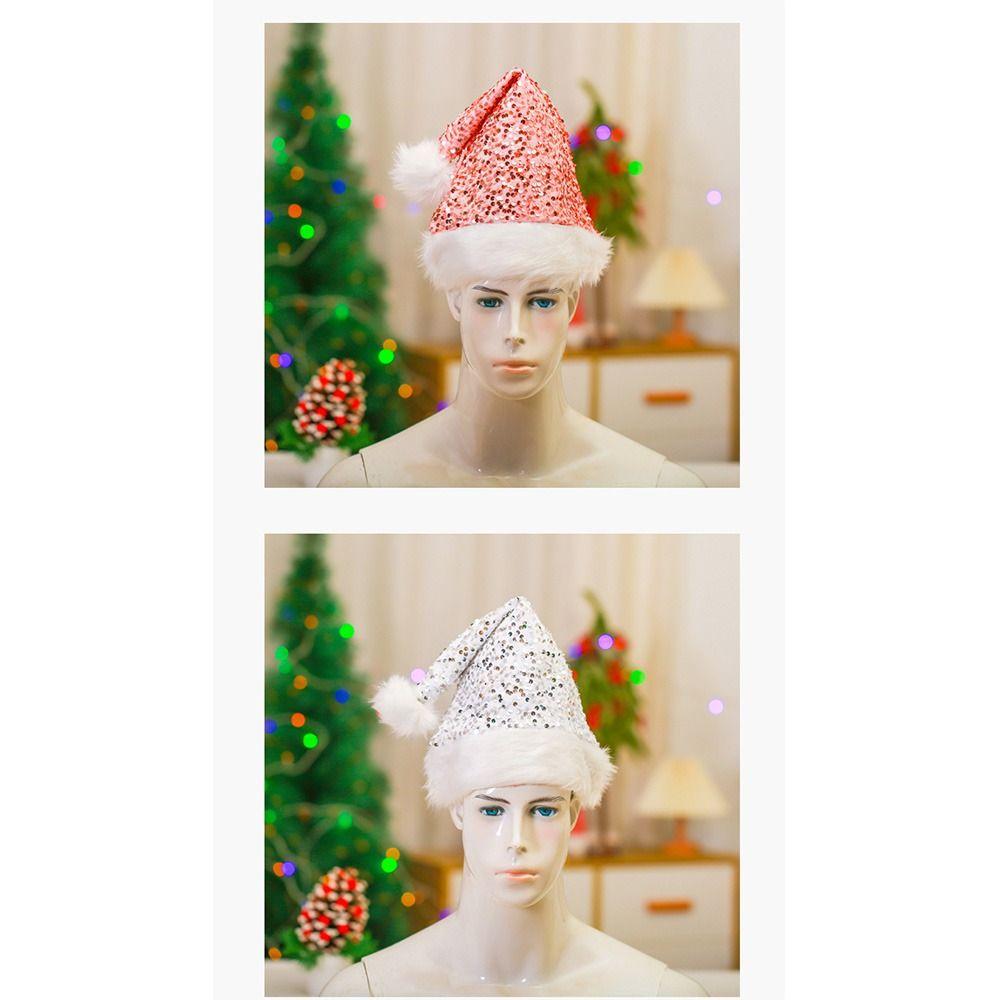 Double Layer Festive Hat Sparkling Sequins Christmas Cap New Christmas Hat Family Gatherings