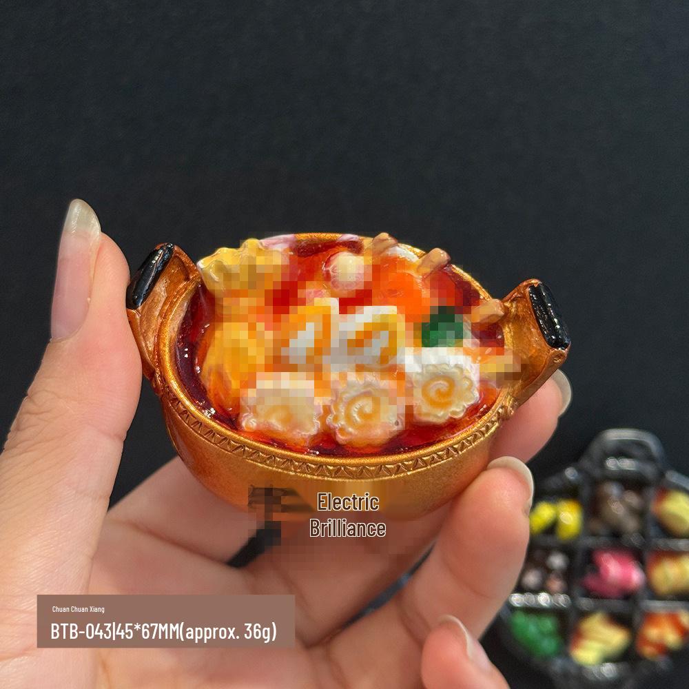 3D Chinese Style Food Magnet: Lobster & Noodles Hot Pot with Mantis Shrimp Sticker