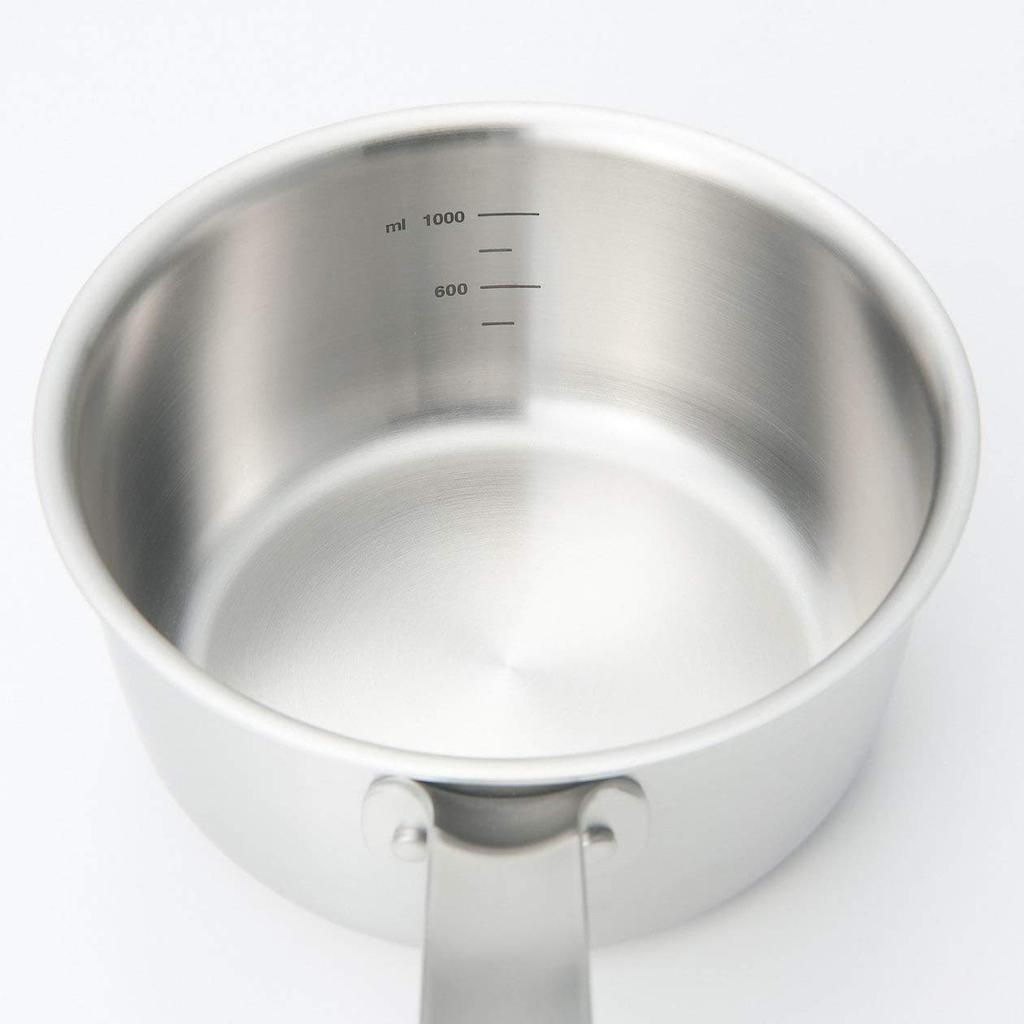 MUJI Stainless Steel Aluminum Triple-Layer Saucepan, Approx. 1.5L, Approx. 36cm W x 13cm H, 82219920, Silver