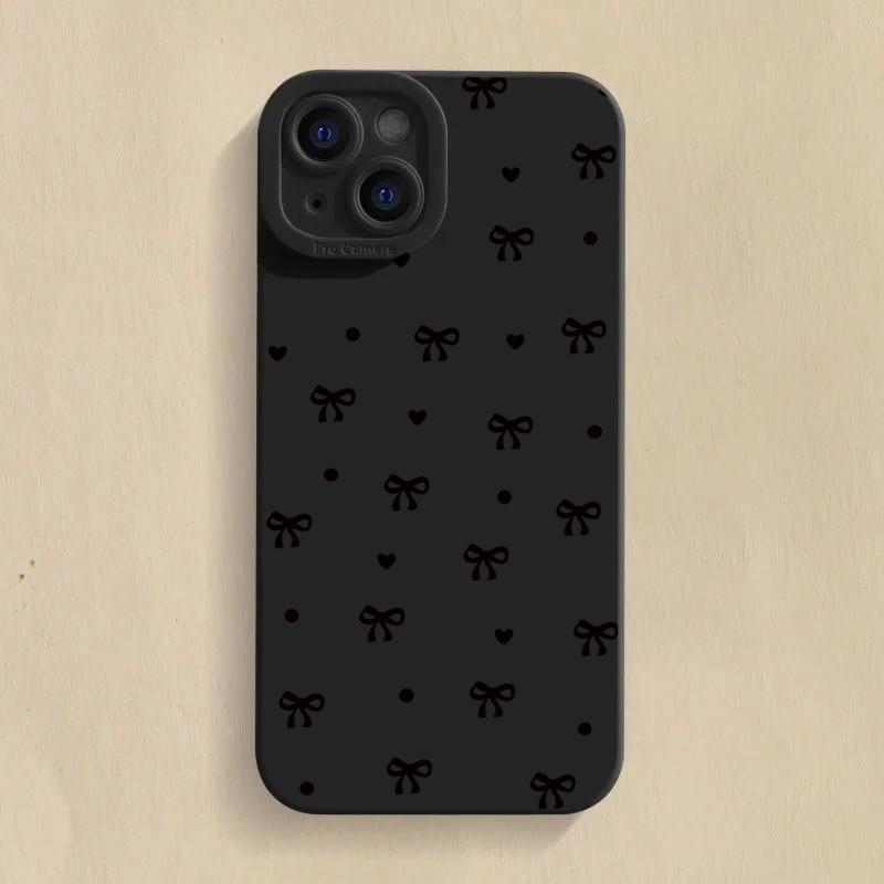 Black Bow Phone Case For iPhone 16 Pro Max 11 12 13 12 14 15 16 Pro X XR XS 7 8 Plus 16E SE 2020 Shockproof Silicone Soft Cover