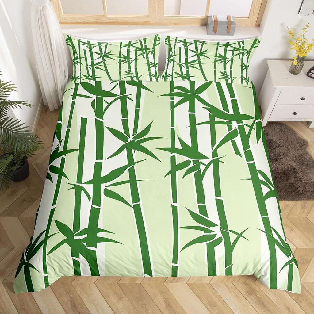 Наборы Пододеяльников с Рисунком Бамбуковых Листьев для Детей и Подростков, Легкие Покрывала на Одеяло, Декор Спальни, 2 Наволочки, 1 Пододеяльник, Без Одеяла