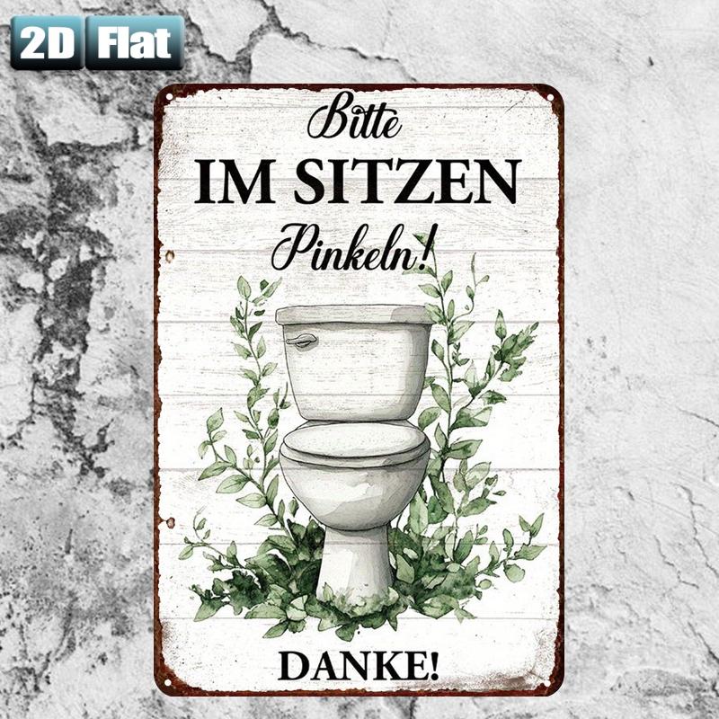 Retro Sit Down To Pee Metal Sign Humorous Toilet Rules Wall Decor Gift for Home Guest Bathrooms
