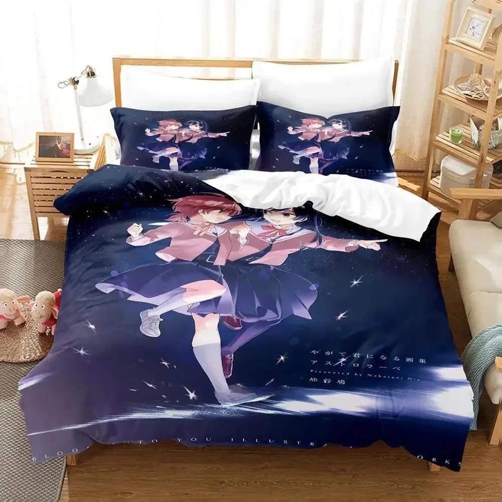 Новый набор постельного белья Bloom Into You Односпальный Полуторный Двуспальный Евро Размер Кинг Сайз Комплект для спальни Взрослый Ребенок Пододеяльник Комплекты Постельное белье с принтом Аниме