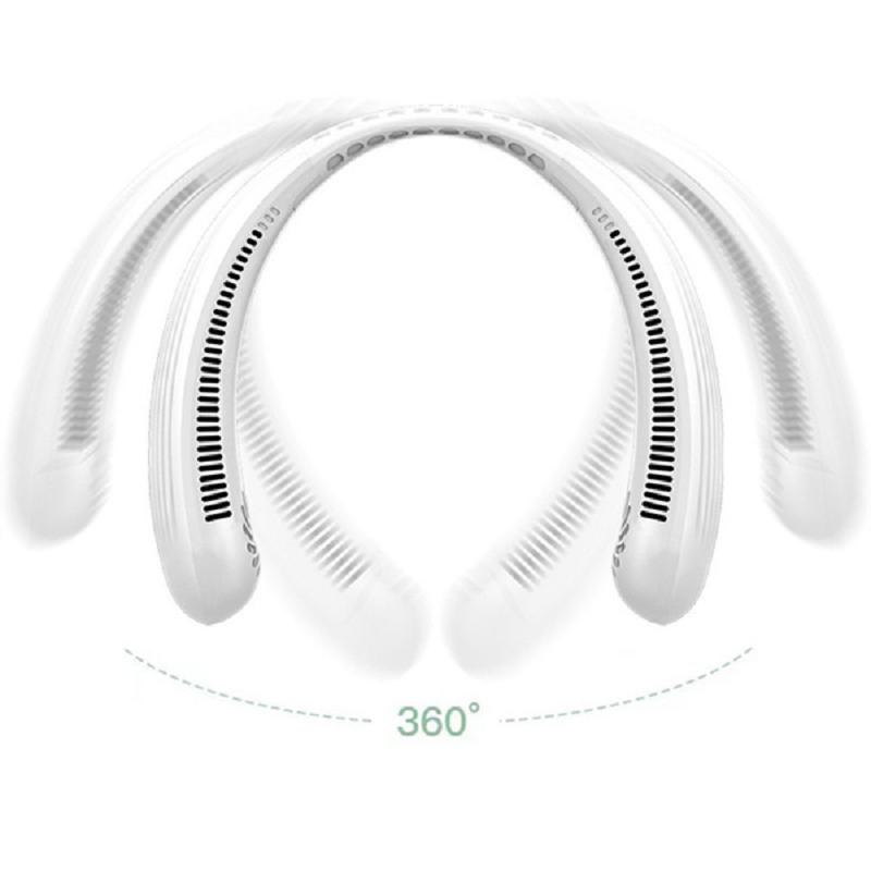 2024 Модернизированный портативный шейный вентилятор Hands Free Персональный мини-безлопастной вентилятор Перезаряжаемый через USB 3-скоростной вентилятор Воздушный охладитель Спорт на открытом воздухе